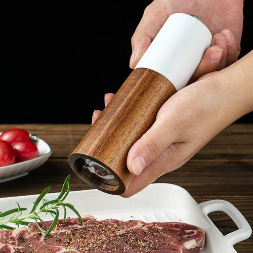 Wooden Salt and Pepper Mill Set with Adjustable Ceramic Grinder - 6-Inch Length