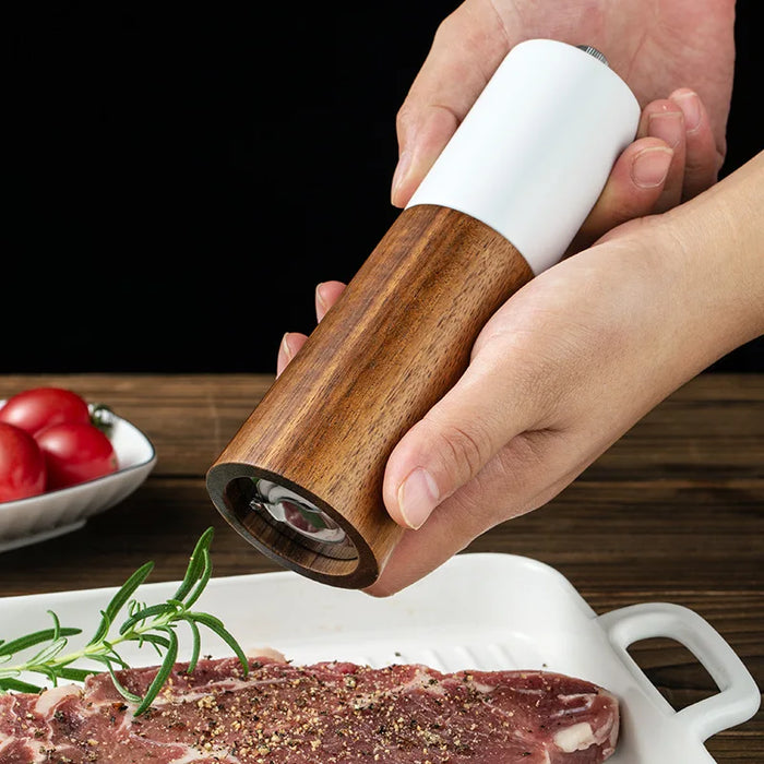 Elevate your Culinary Creations with the 6-Inch Wooden Salt and Pepper Grinder - Adjustable Ceramic Core