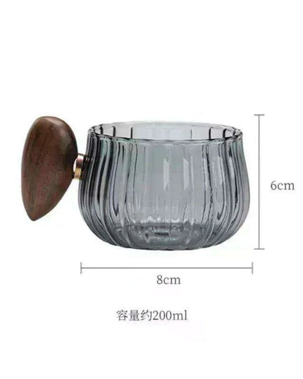 200ML Heat-resistant High Boron Silicon Glass Coffee Mug with Wooden Handle