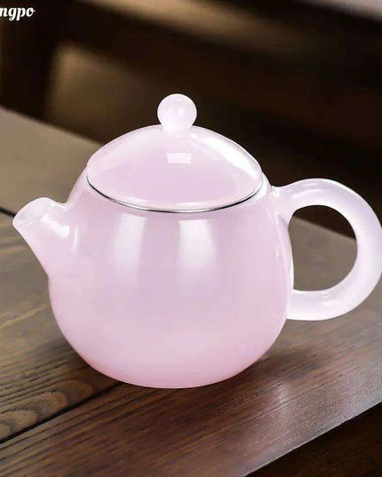 Dragon Egg Inspired Green Jade Glass Tea Infuser Pot - Elegant Petite Teapot for Brewing Green Tea