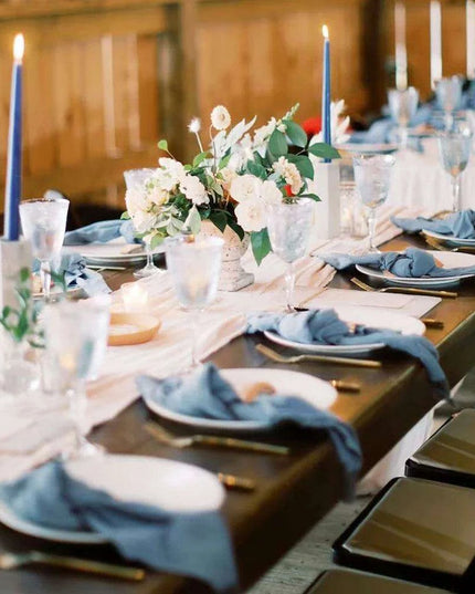 Chic Hand-Torn Organic Cotton Napkins in Slate Blue - Set of 12