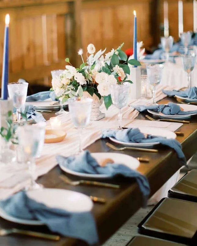 Chic Hand-Torn Organic Cotton Napkins in Slate Blue - Set of 12