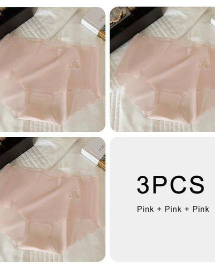 3-Pack Women's Luxurious Ice Silk Mid-Rise Briefs - Ultimate Comfort Seamless Lingerie