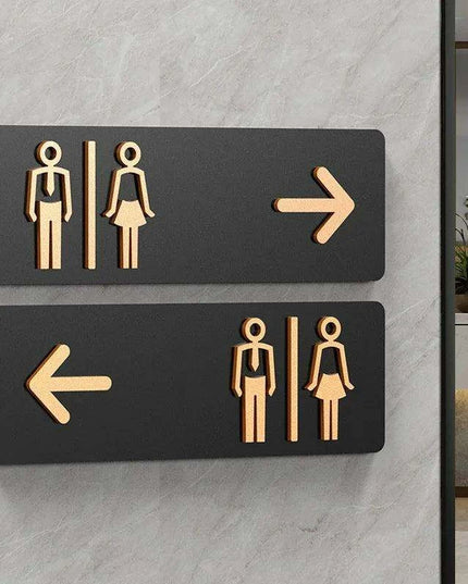 Sleek Acrylic Restroom Signs: Modern Directional Set for Men's and Women's Bathrooms