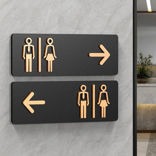 Sleek Acrylic Restroom Signs: Modern Directional Set for Men's and Women's Bathrooms