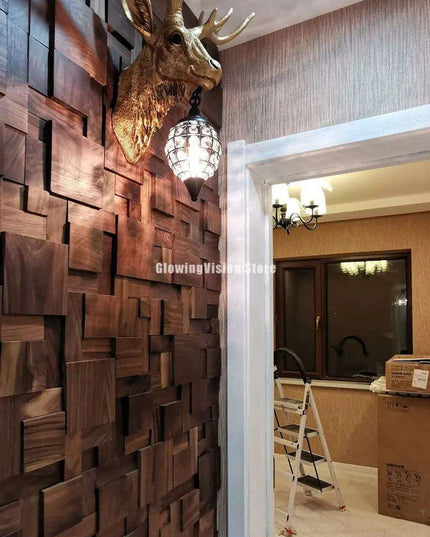 Nordic Black Walnut 3D Decorative Wall Mosaic - Stylish Wood Art for Home and Office Spaces