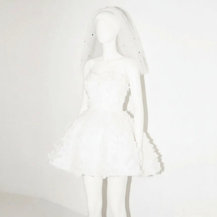 LISM Strapless A-Line Mini Bridal Dress with 3D Petal Appliqués — Custom Fit for Wedding, Prom & Cocktail