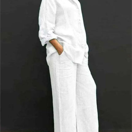 Elegant Vintage Cotton-Linen Women's 2-Piece Set