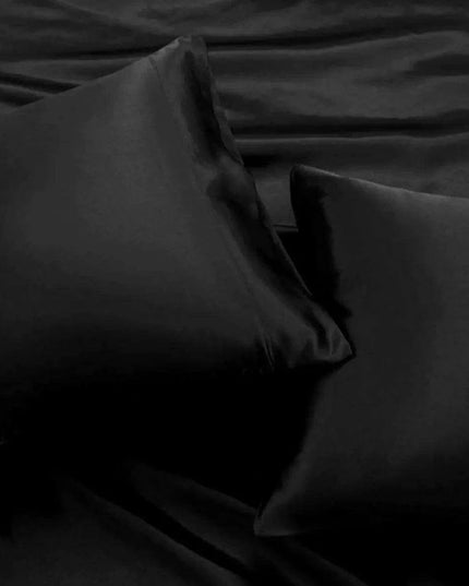 Elegant Black Silk Satin Duvet Cover Set - Enhance Your Sleep and Nourish Your Skin and Hair