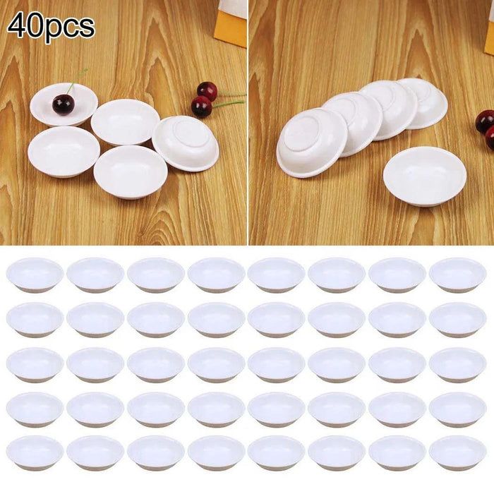 40-Piece Durable Plastic Sauce and Condiment Dish Set - Versatile Dipping Bowls