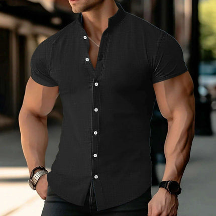 Men's Summer Fashion Casual Short Sleeve Solid Color Muscle Shirt