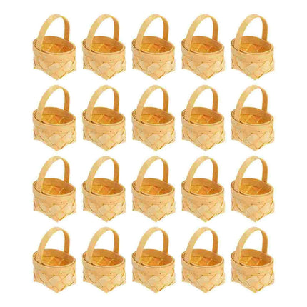 Set of 20 Delightful Miniature Woven Wooden Baskets for Celebratory Occasions