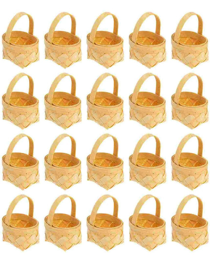 Set of 20 Delightful Miniature Woven Wooden Baskets for Celebratory Occasions