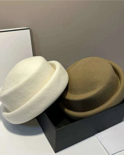Chic French-Inspired Vintage Wool Fedora Hat for Women - Stylish Designer Bucket Hat