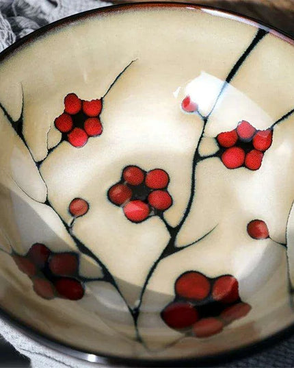 Blossom Serenity: Artisan Hand-Painted Ramen Bowl - Japanese Culinary Masterpiece