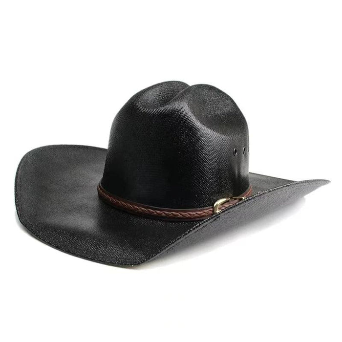 Stylish Handwoven Straw Cowboy Hat - Unisex Summer Sun Protection for 2023