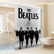 B-Beatles Rock Band Printed Shower Curtain with 12 Hooks