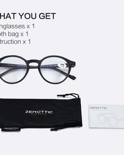 ZENOTTIC 2024 Retro Blue Light Blocking Reading Glasses - Chic Eyewear for Eye Protection and Better Sleep