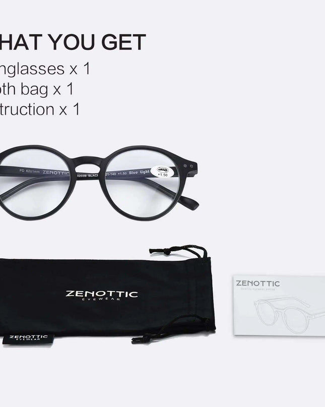 ZENOTTIC 2024 Retro Blue Light Blocking Reading Glasses - Chic Eyewear for Eye Protection and Better Sleep
