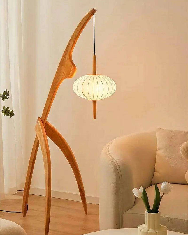 Stylish Adjustable Walnut Wood Floor Lamp for Modern Interiors