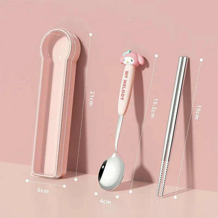 Whimsical Hello Kitty and Cinnamoroll Stainless Steel Kids' Dining Set