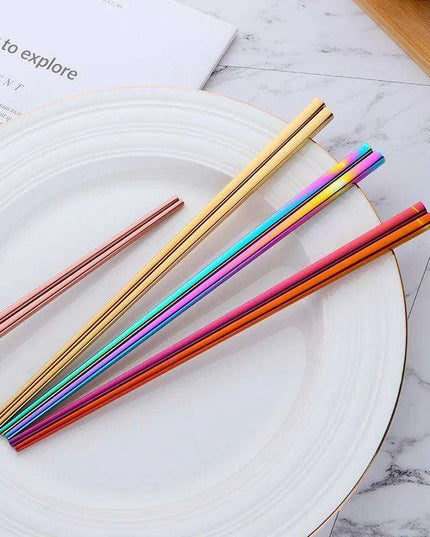 Sleek and Sturdy Stainless Steel Chopsticks - Ergonomic Non-Slip Grip for Sushi and Asian Cuisine