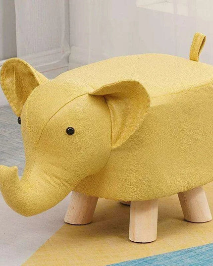 Charming Cartoon Animal Wooden Stool for Kids - Fun and Portable Shoe Changing Seat