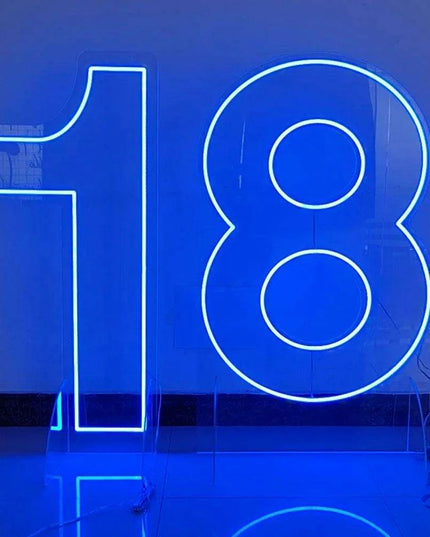 Customizable Neon LED Number Sign Set - Illuminated Decor for Events and Home