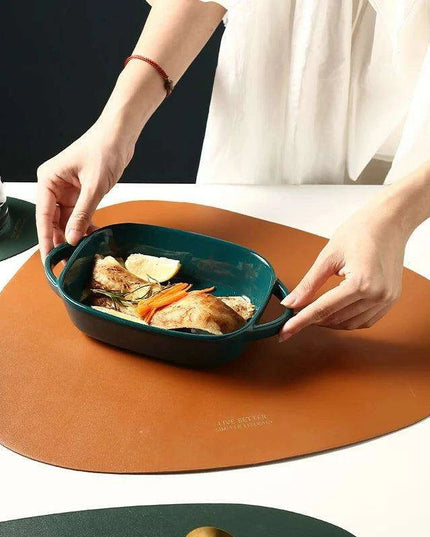 Luxe PU Leather Dining Ensemble - Chic Tableware Collection