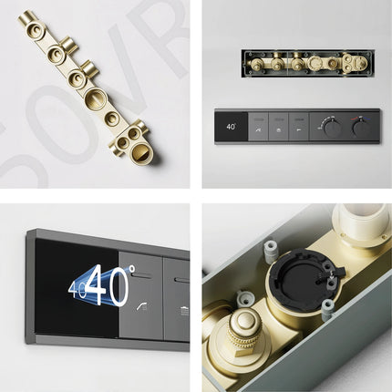 Gun Gray Brass LED Digital Display Thermostatic Shower Set Ceiling Mount Rain Shower Head Adjustable Slide Bar Bathroom Faucet gun-gray-brass-led-digital-display-thermostatic-shower-set-ceiling-mount-rain-shower-head-adjustable-slide-bar-bathroom-faucet