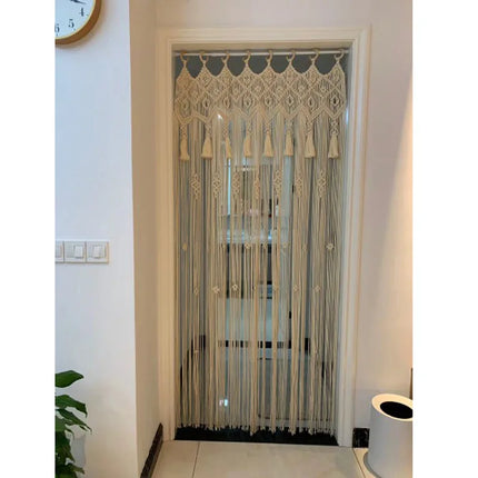 Hand-Woven Macrame Cotton Door Curtain & Wall Tapestry – Boho Wedding Backdrop