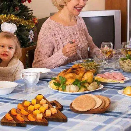 Festive Wooden Christmas Tree Serving Tray for Holiday Gatherings and Home Decor