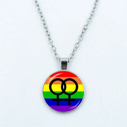 Vibrant Customizable Rainbow Glass Pendant Necklace for Love and Pride Celebration