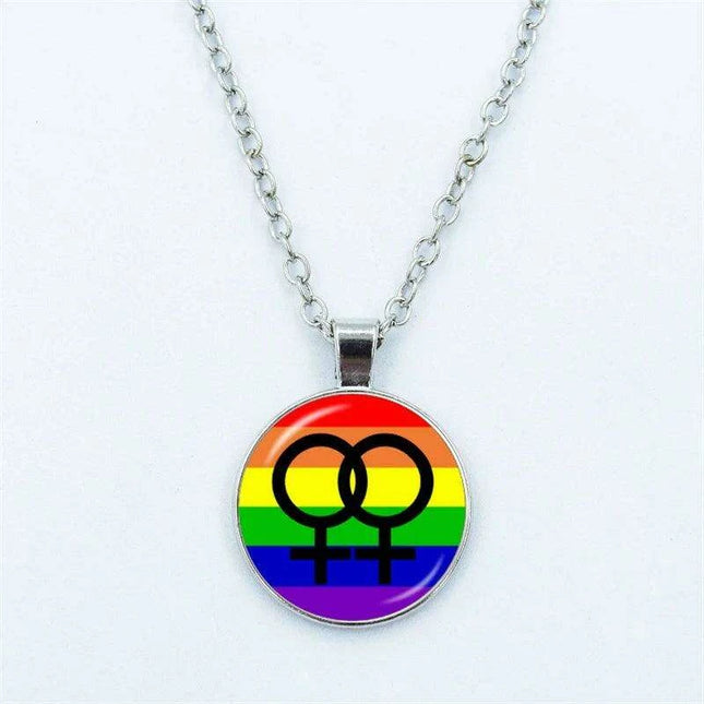 Vibrant Customizable Rainbow Glass Pendant Necklace for Love and Pride Celebration