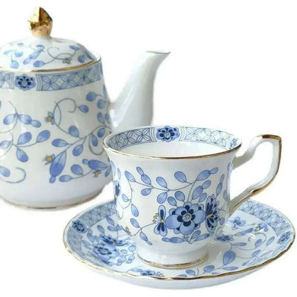 Charming Blue and White Japanese Porcelain Tea and Coffee Set