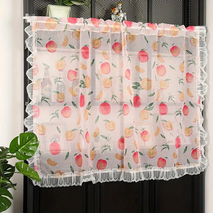Fruit Print Kitchen Curtains - Sheer Lace Rod Pocket, Set of 2
