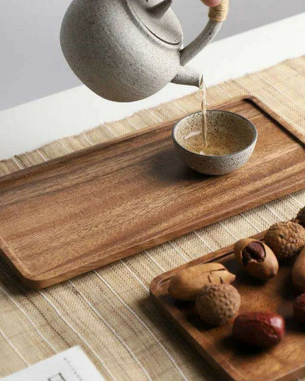 Elegant Wooden Rectangle Serving Tray for Snacks and Appetizers - Perfect for Home and Hospitality