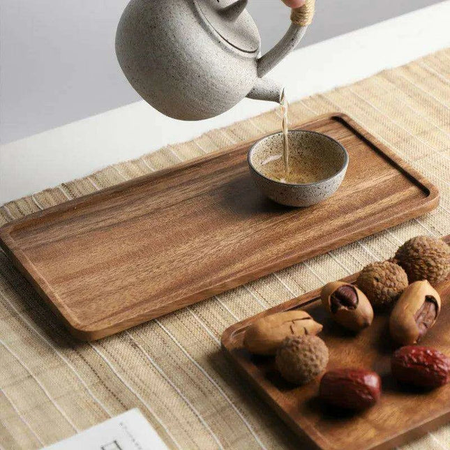 Elegant Wooden Rectangle Serving Tray for Snacks and Appetizers - Perfect for Home and Hospitality
