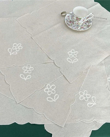 Elegant Floral Cotton Napkins - Set of 6 Handmade for Upscale Dining Experience