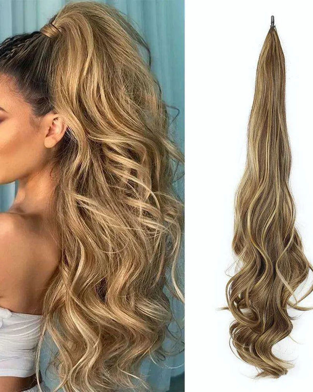 Elegant 30-Inch Wavy Synthetic Hair Extension Ponytail for Effortless Glam