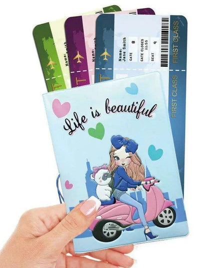 Chic 3D Printed Passport Holder with Card Slots and Faux Leather Texture