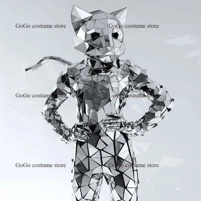 Gleaming Silver Cat Head Cosplay Jumpsuit
