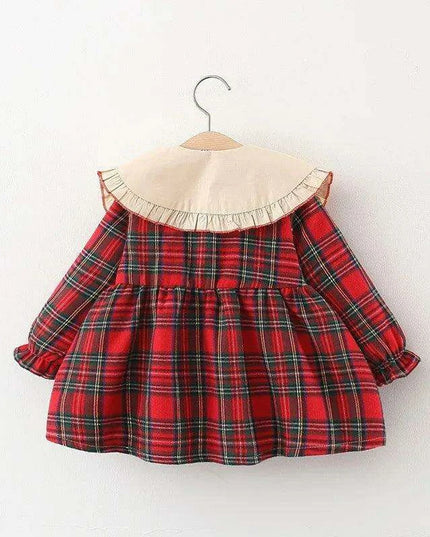 Festive Plaid Christmas Dress for Girls 9 Months to 3 Years with Cute Rabbit Accents