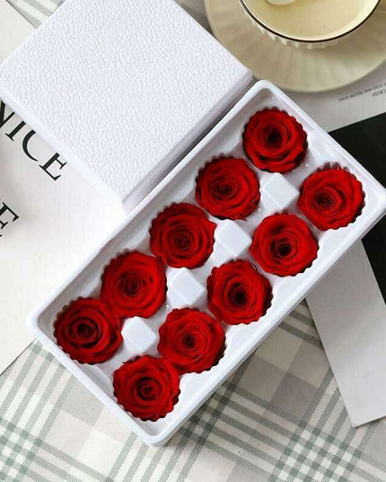 Eternal Blooms: Luxurious 10-Piece Preserved Rose Heads Collection