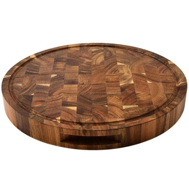 Elegant Round Acacia Wood End Grain Cutting Board - The Ultimate Kitchen Companion for Gourmet Chefs