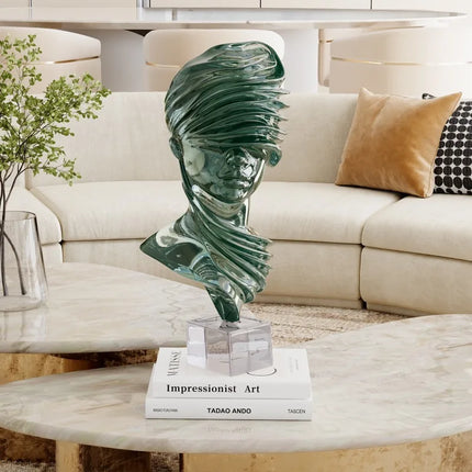 Modern Figurine Transparent Resin Male Bust Statue Abstract Man Bust S