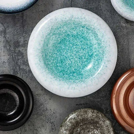 Artisan Japanese Ceramic Dinner Plates Set with Unique Artistic Patterns for Gourmet Dining