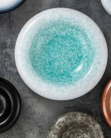 Artisan Japanese Ceramic Dinner Plates Set with Unique Artistic Patterns for Gourmet Dining