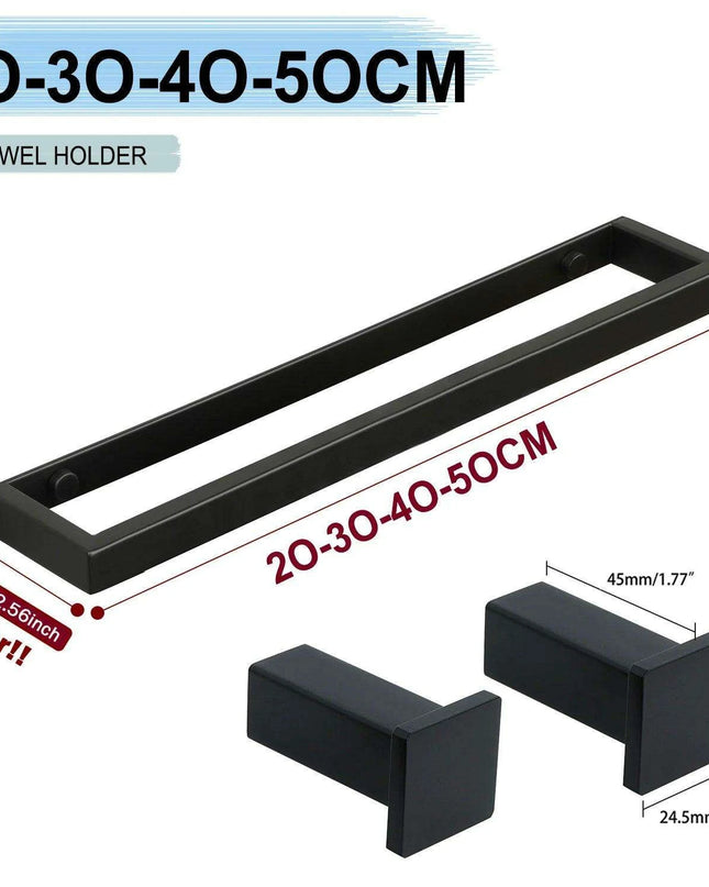 Versatile Matte Black Stainless Steel Towel Rack with Adjustable Sizing and Wall Mounting Flexibility