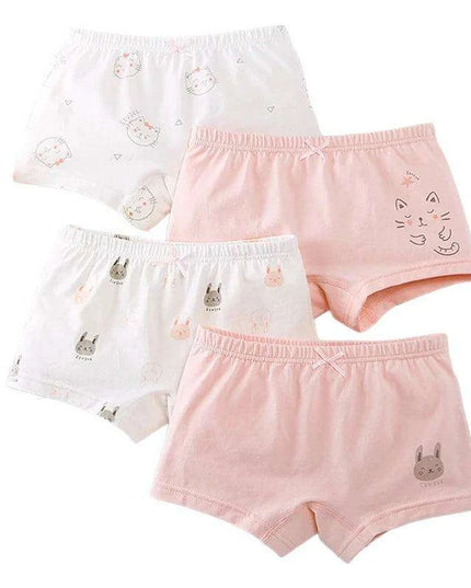 Kids' Summer Antibacterial Cotton Briefs 4-Pack - Fun Cartoon Underwear for Girls Ages 3-8, Soft and Breathable